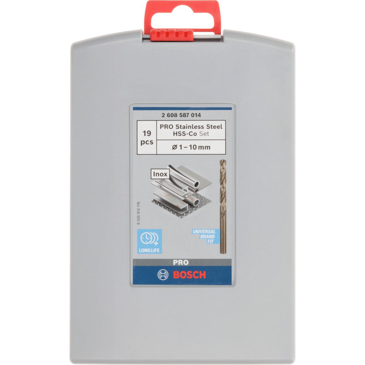 Bosch Metallbohrer-Set HSS-Co (Cobalt-Legierung), ProBox, 19-teilig, DIN 338, 1-10 mm
