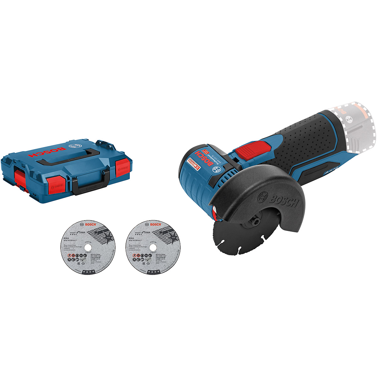 Bosch Akku-Winkelschleifer GWS 12V-76, Solo Version, L-BOXX