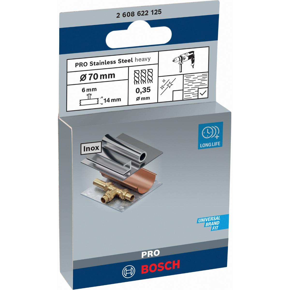 Bosch PRO Scheibenbürste, gezopft, rostfrei, 70 mm, 4500 U/ min