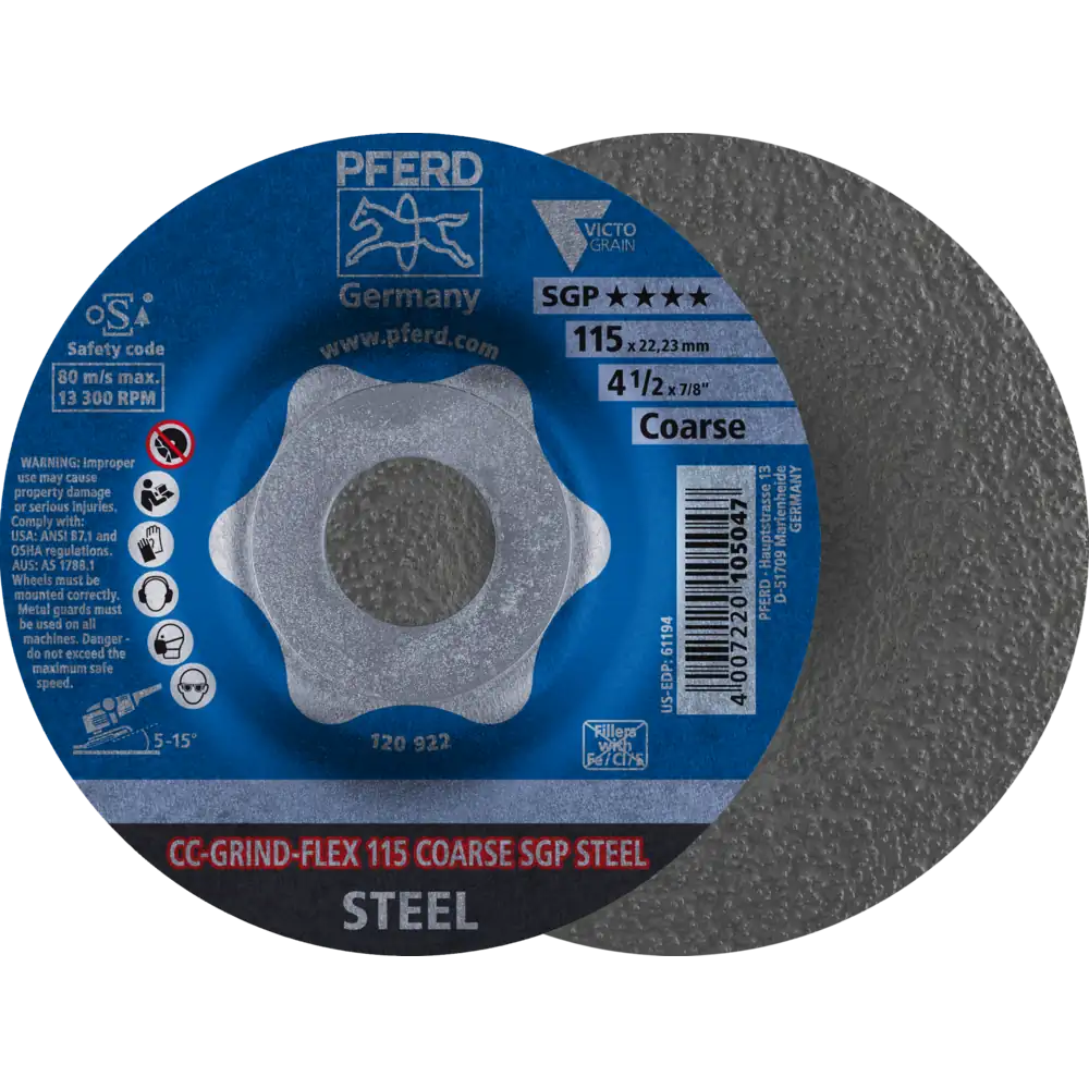 PFERD TOOLS CC-GRIND-FLEX Schleifscheibe Speziallinie SGP STEEL für Stahl
