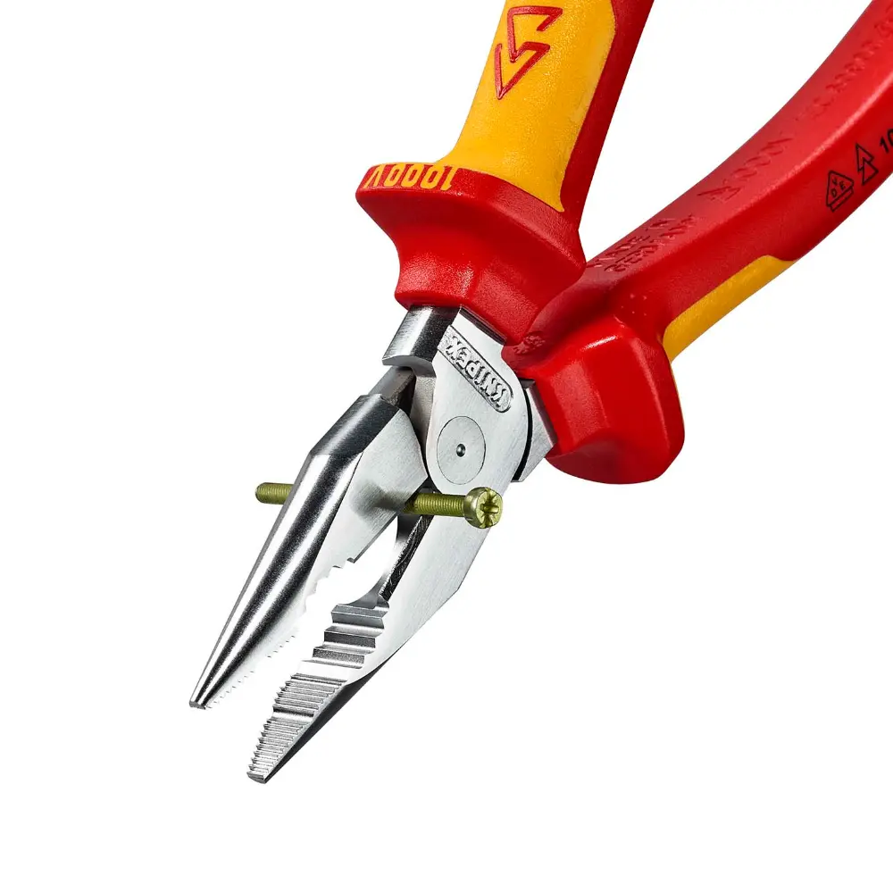 KNIPEX Spitz-Kombizange isoliert mit Mehrkomponenten-Hüllen, VDE-geprüft verchromt 185 mm