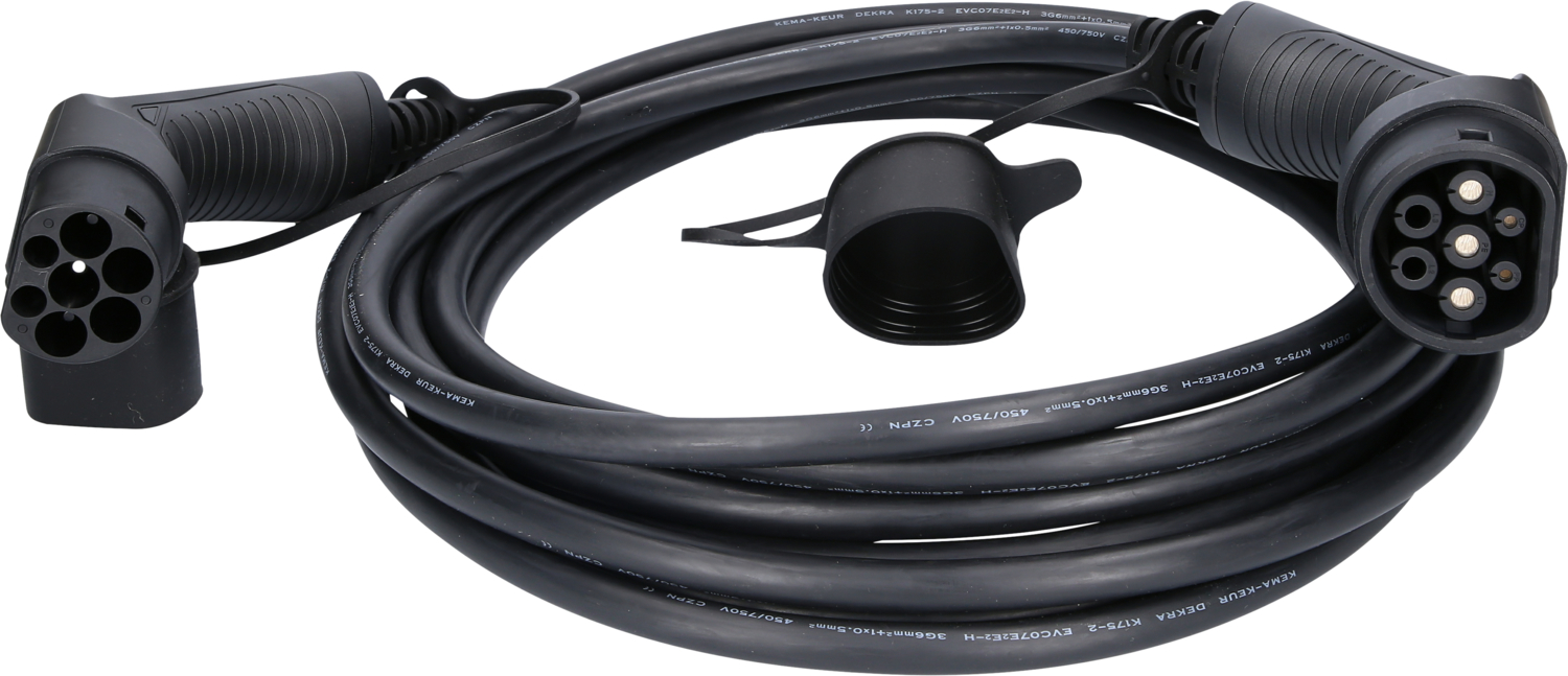 efuturo Ladekabel gerade, Typ 2 auf Typ 2 Stecker, 1 Phase, bis zu 7,4 kW, 32 A, 230 V, Mode 3, 8m