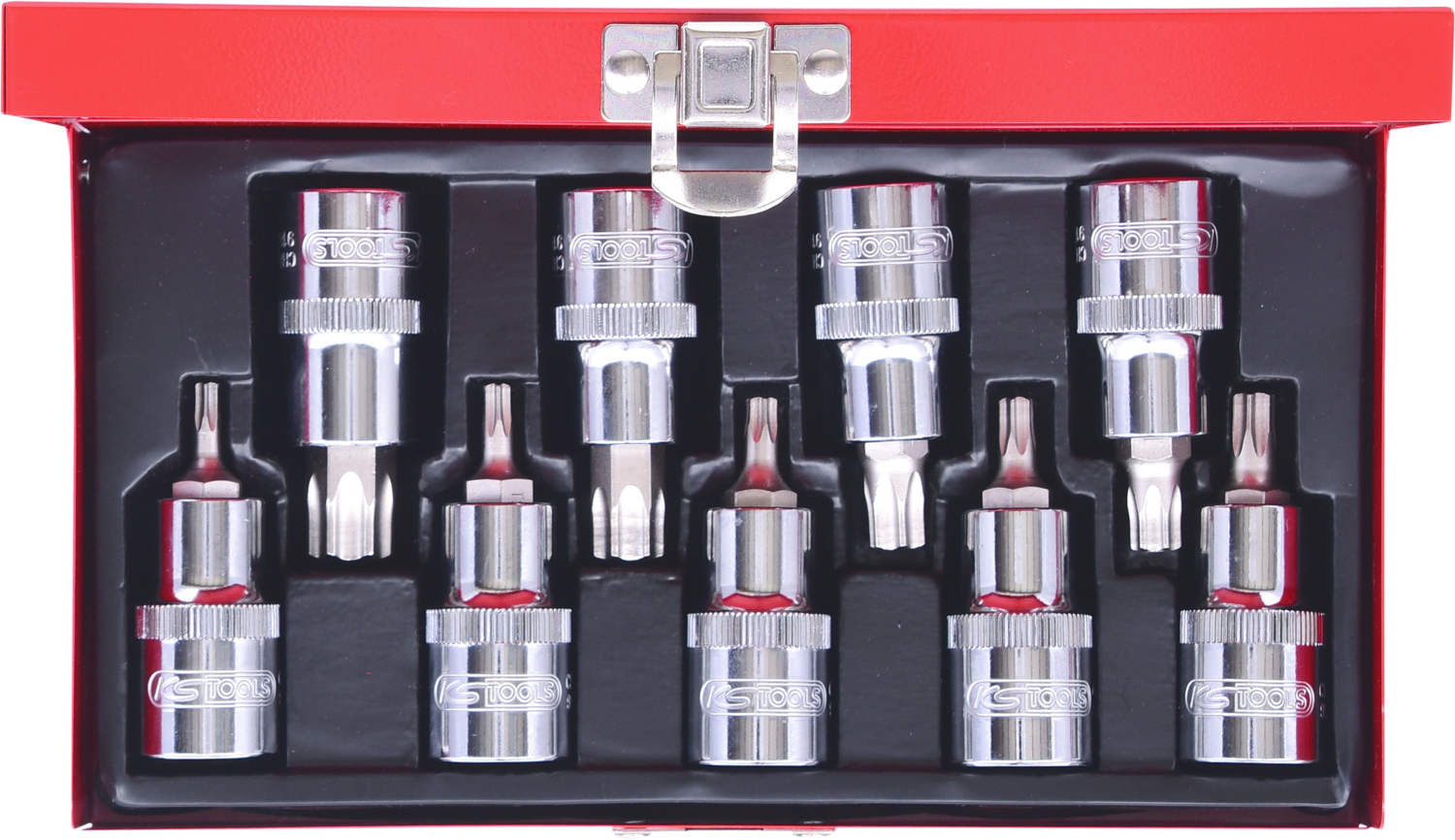 KS Tools 1/2" CHROMEplus Bit-Stecknuss-Satz Torx, Bohrung, 9-tlg TB20-TB60