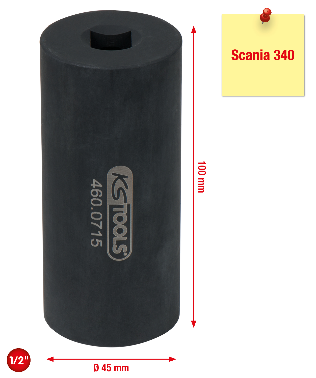 KS Tools 1/2" Einspritzdüsen-Stecknuss für Scania, 38mm