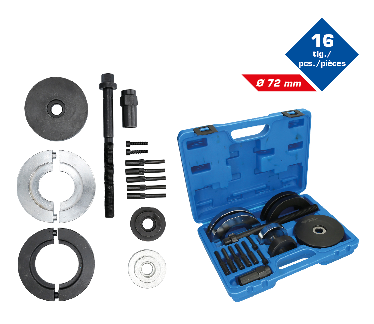 Brilliant Tools Radlager-Werkzeug-Satz, für VAG, Radlager-Nabeneinheit 72 mm - BT671450