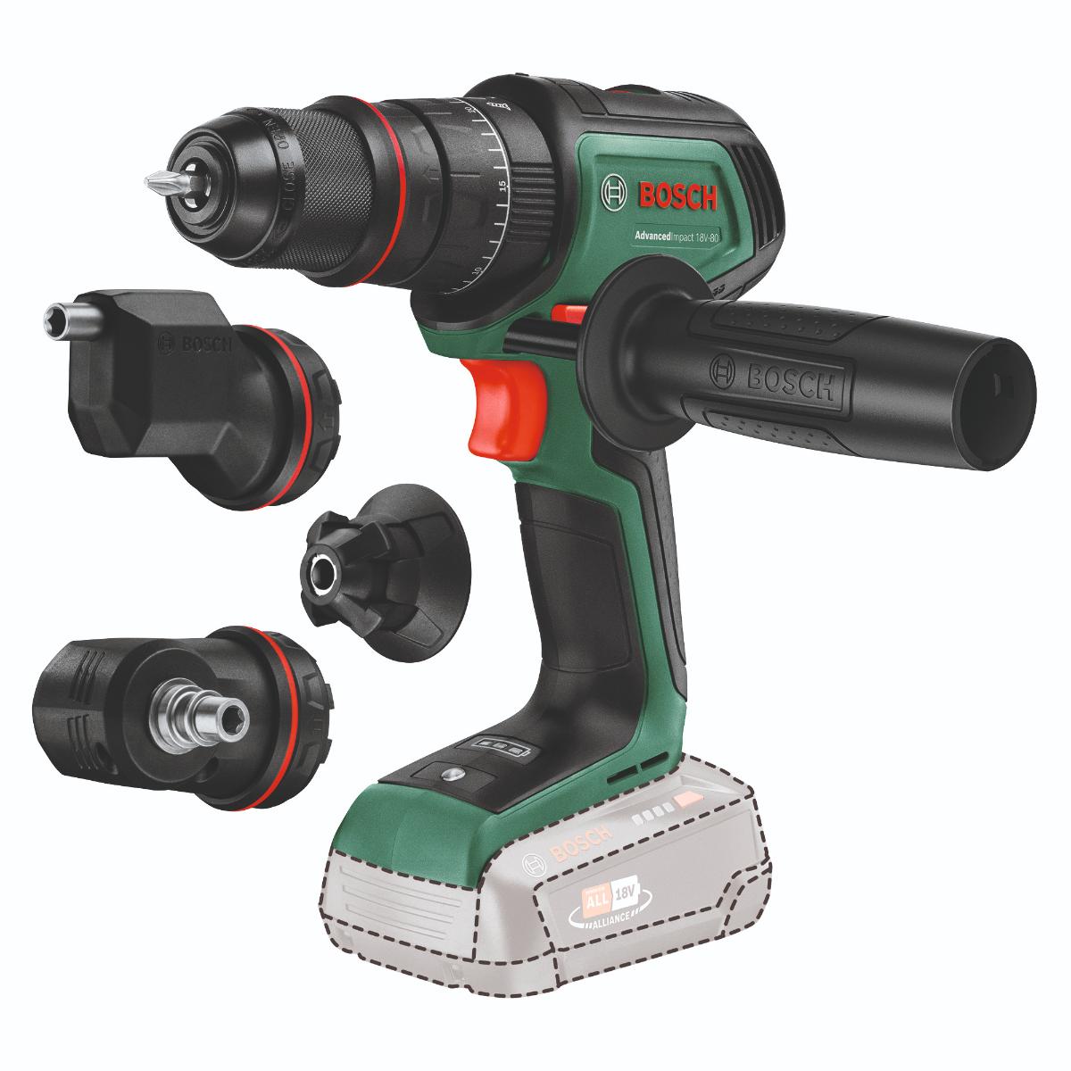 Bosch Akku-Schlagbohrmaschine AdvancedImpact 18V-80 QuickSnap,Aufsätze
