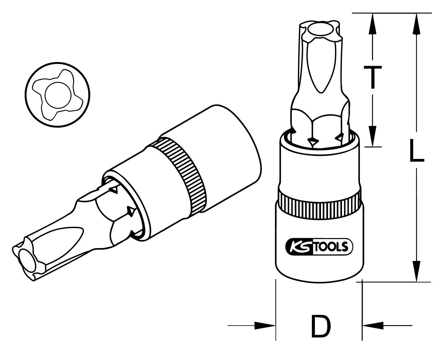 KS Tools 3/8" Bit-Stecknuss für MTS MORTORq®-Schrauben