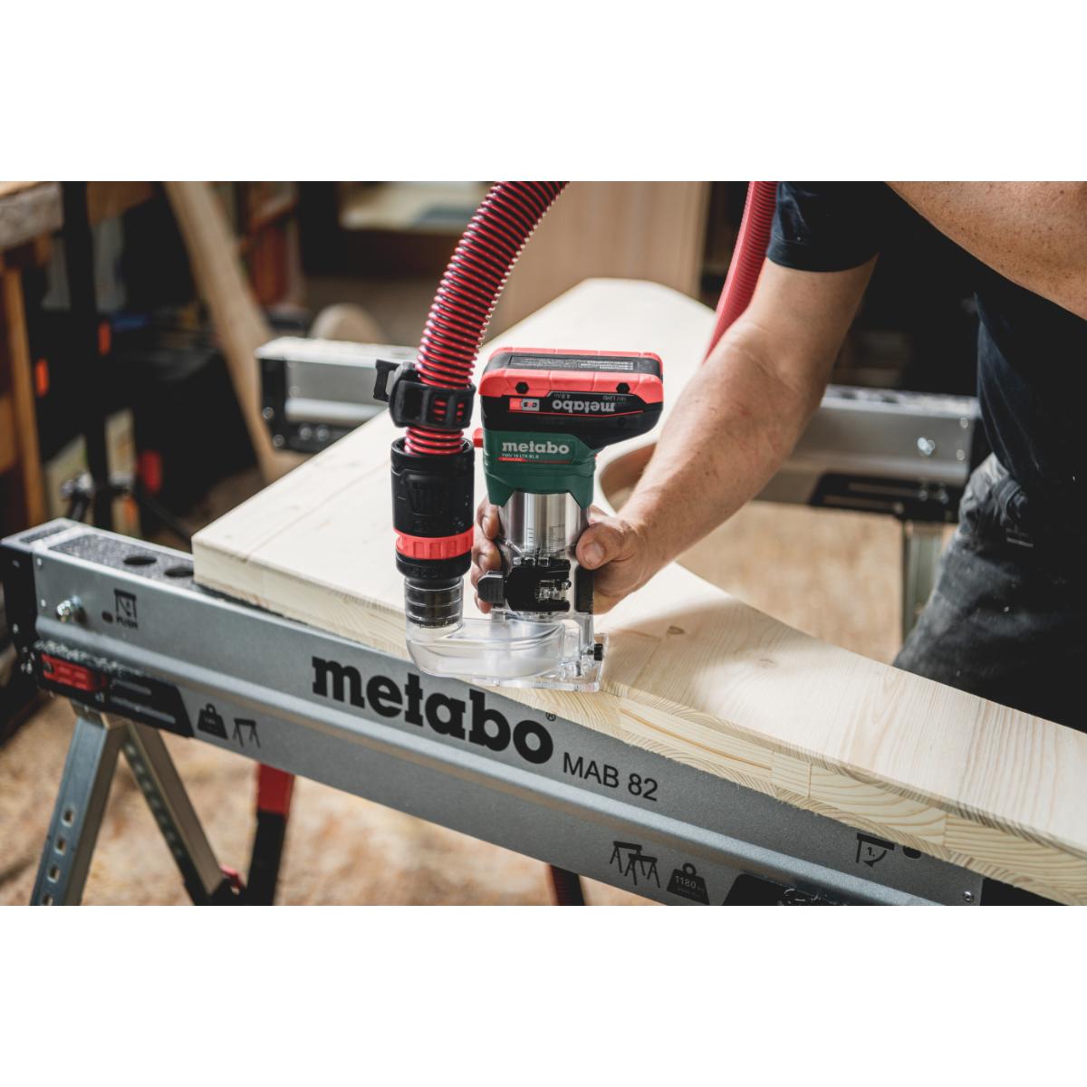 Metabo Akku-Kantenfräse FMV 18 LTX BL 8 - Spannzange 1/4 Zoll, metaBOX 145 L