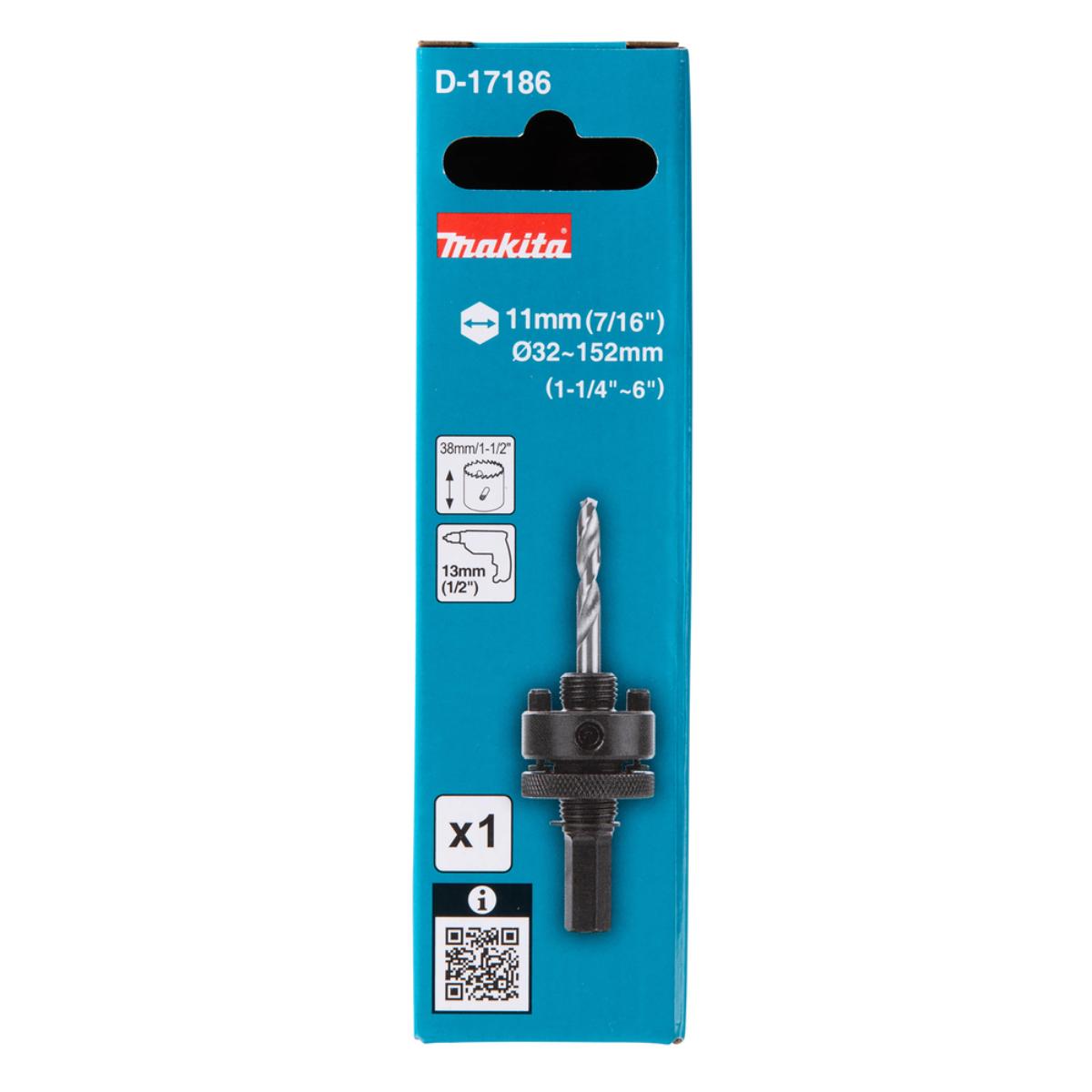 Makita Lochsägen-Aufnahmeschaft 32-152mm Für Ø 32-152 mm, inkl. Zentrierbohrer 83 mm, Sechskantaufnahme passend für 13 mm Bohrfutter