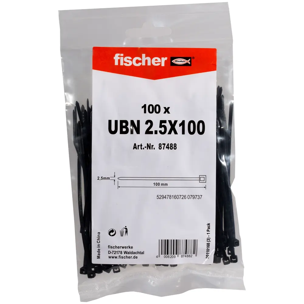 Fischer Kabelbinder UBN 2,5x100 schwarz