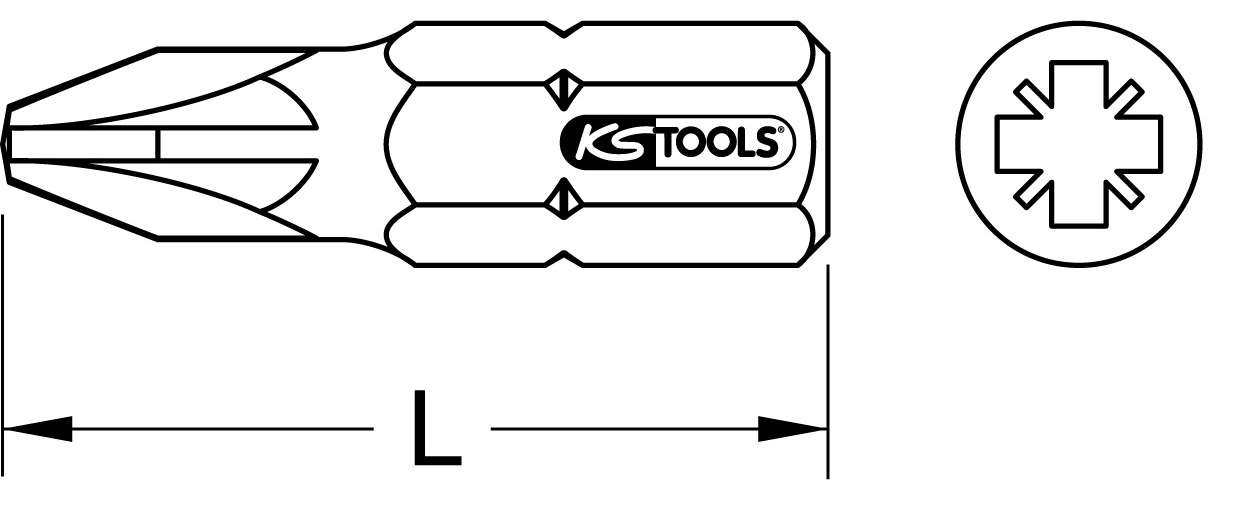 KS Tools 1/4" Mini-Bit für Kreuz-Schlitz-Schrauben PZ 2, 18 mm