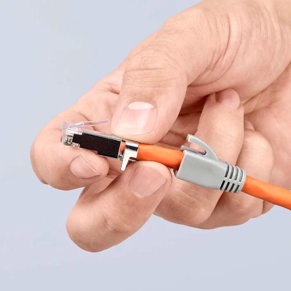 KNIPEX Crimpzange für RJ45-Westernstecker mit Mehrkomponenten-Hüllen brüniert 190 mm
