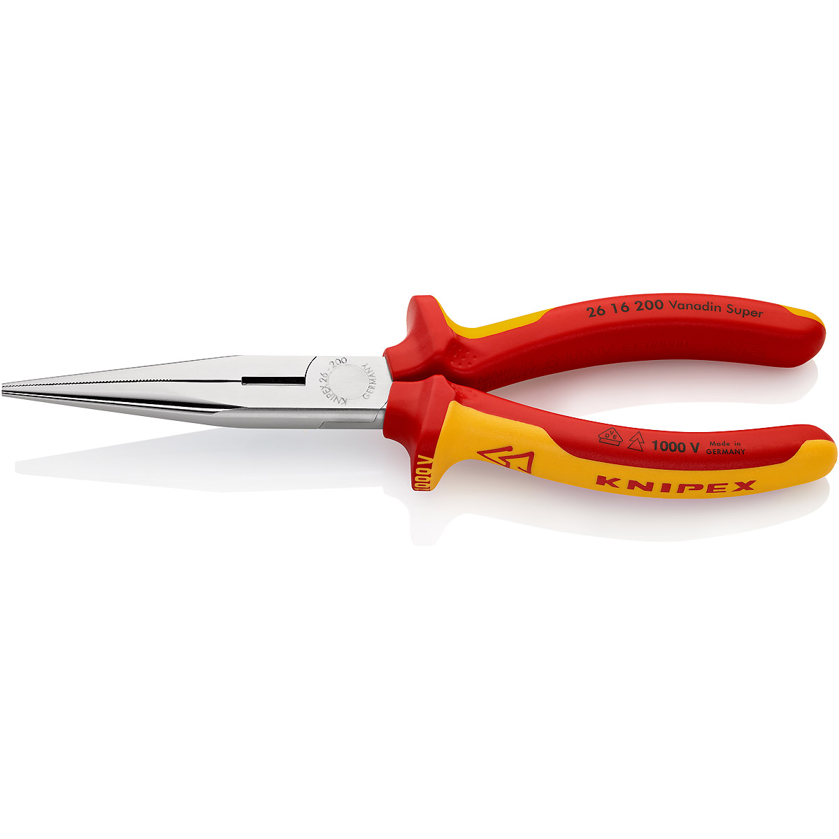 KNIPEX Flachrundzange mit Schneide verchromt (Storchschnabelzange)