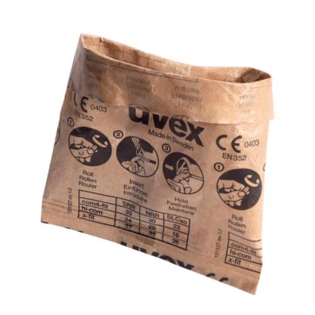 uvex x-fit Gehörschutzstöpsel SNR 37 dB, Größe M - Inhalt: 100 Paar paarweise in Papiertüte