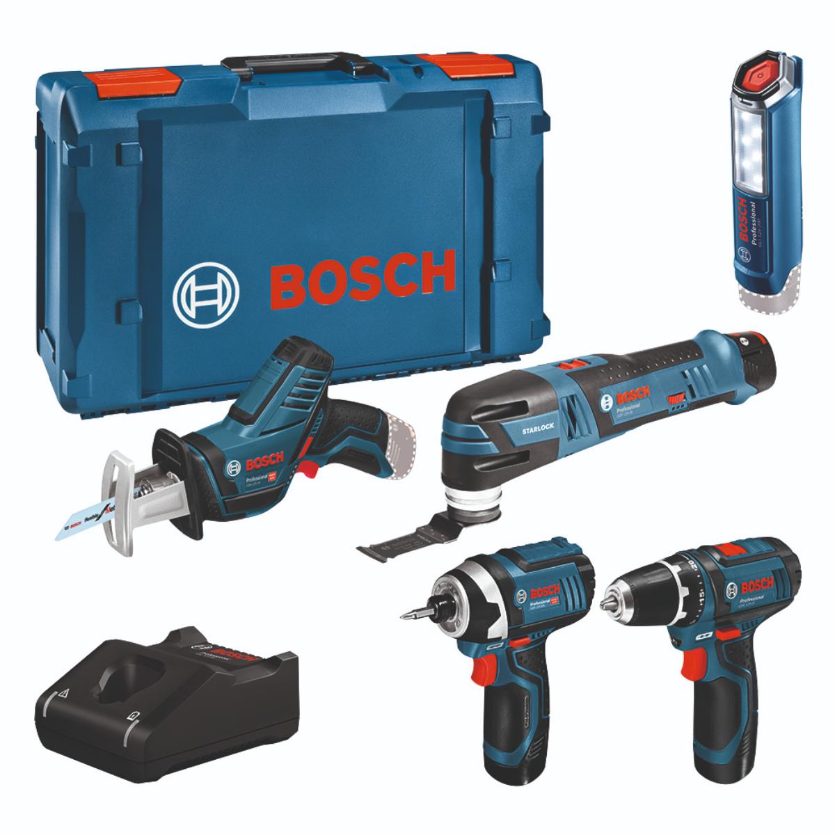 Bosch Combo Kit 5-teiliges Set 12V: GSR 12V-15/GOP 12V-28/GDR 12V-105/GSA 12V-14/GLI 12V-300