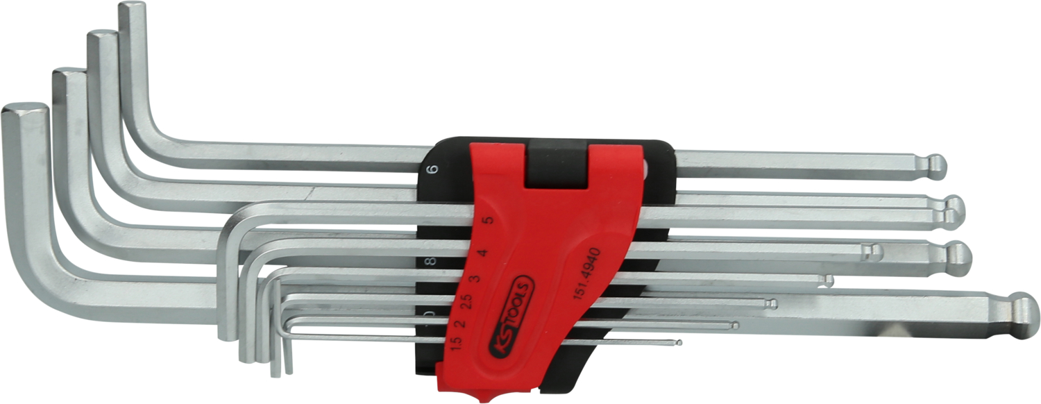 KS Tools Kugelkopf-Innensechskant-Winkelstiftschlüssel-Satz,XL,10-tlg