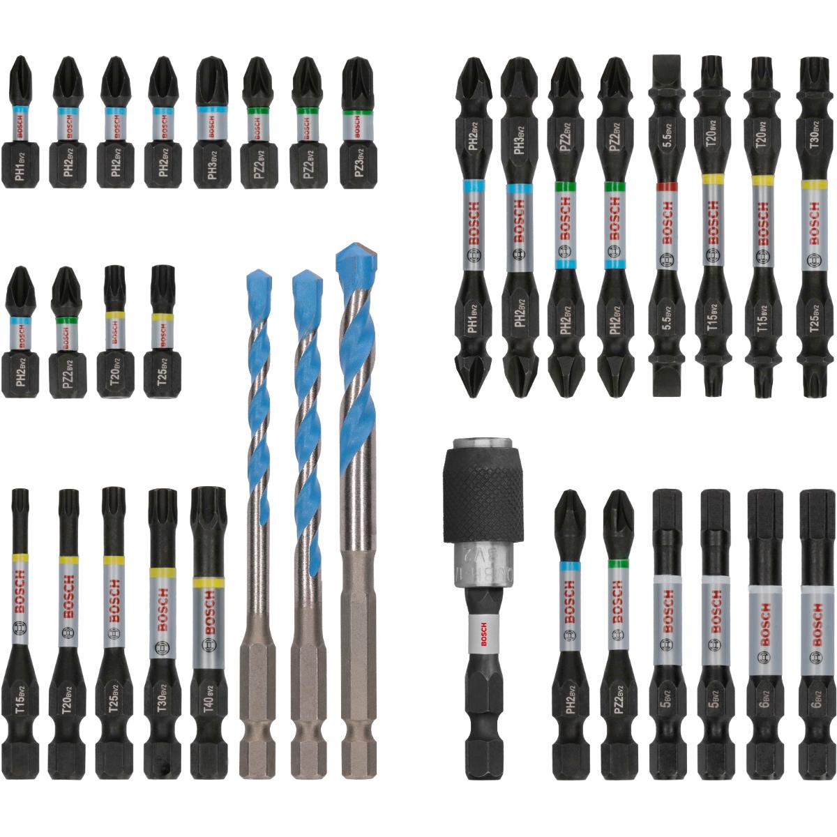 Bosch PRO Impact Schrauberbits und Multi Construction Bohrer Mixed, 35-teiliges Set