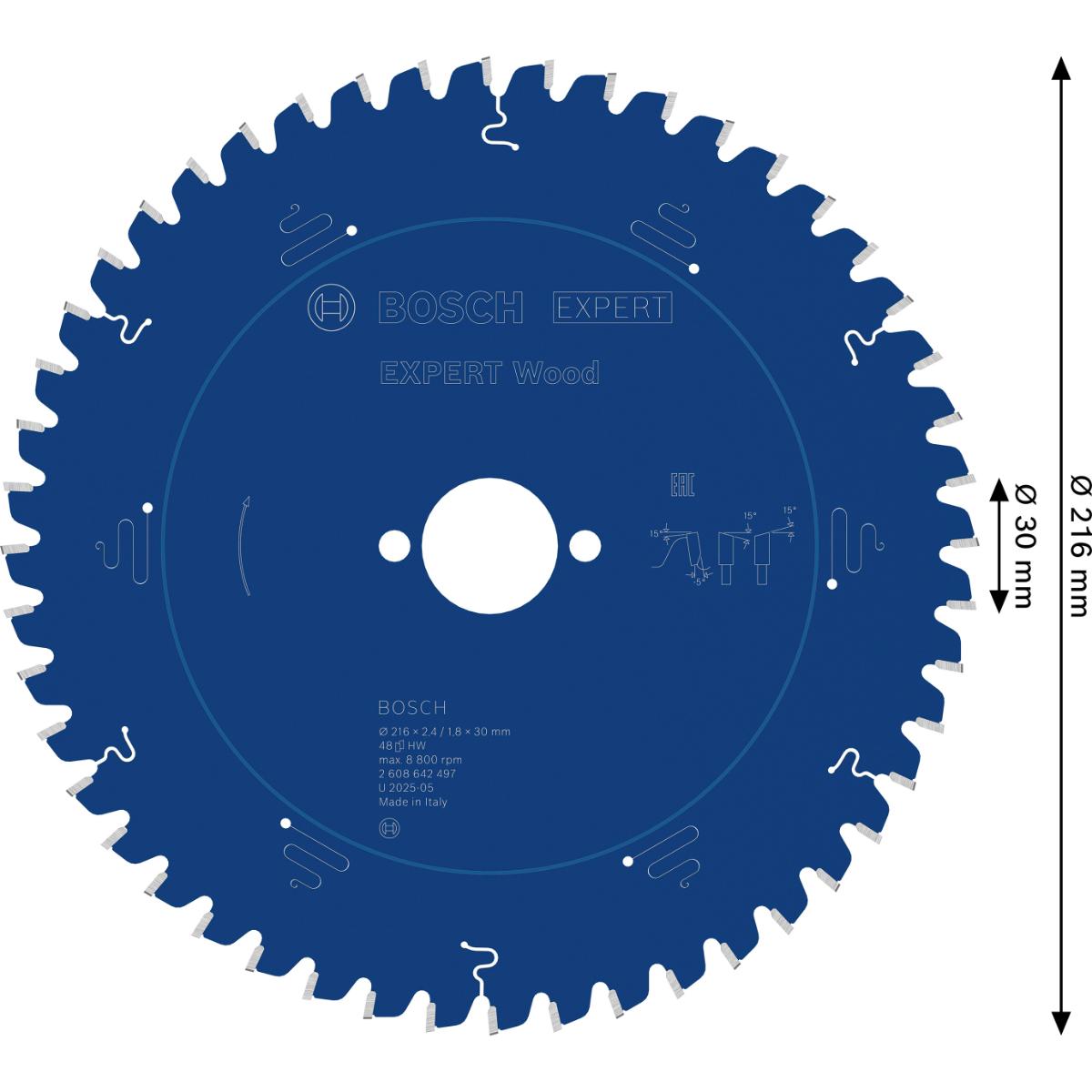 Bosch Kreissägeblatt Expert for Wood ø 216 mm