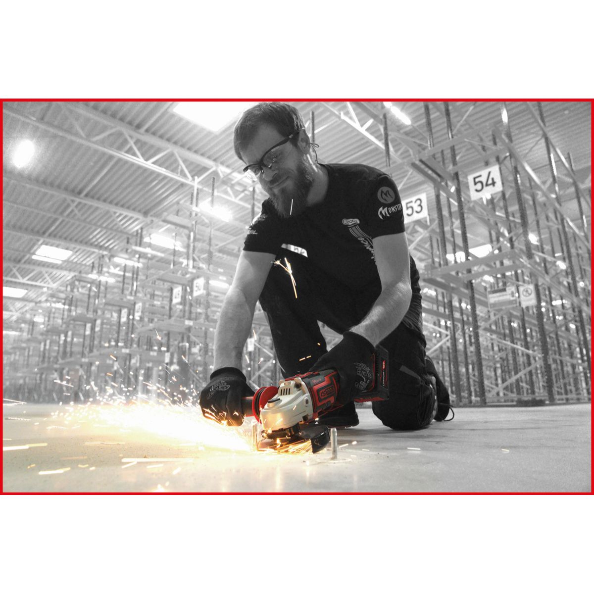 KS Tools eMONSTER Brushless-Akku-Winkelschleifer-Satz , 4-tlg