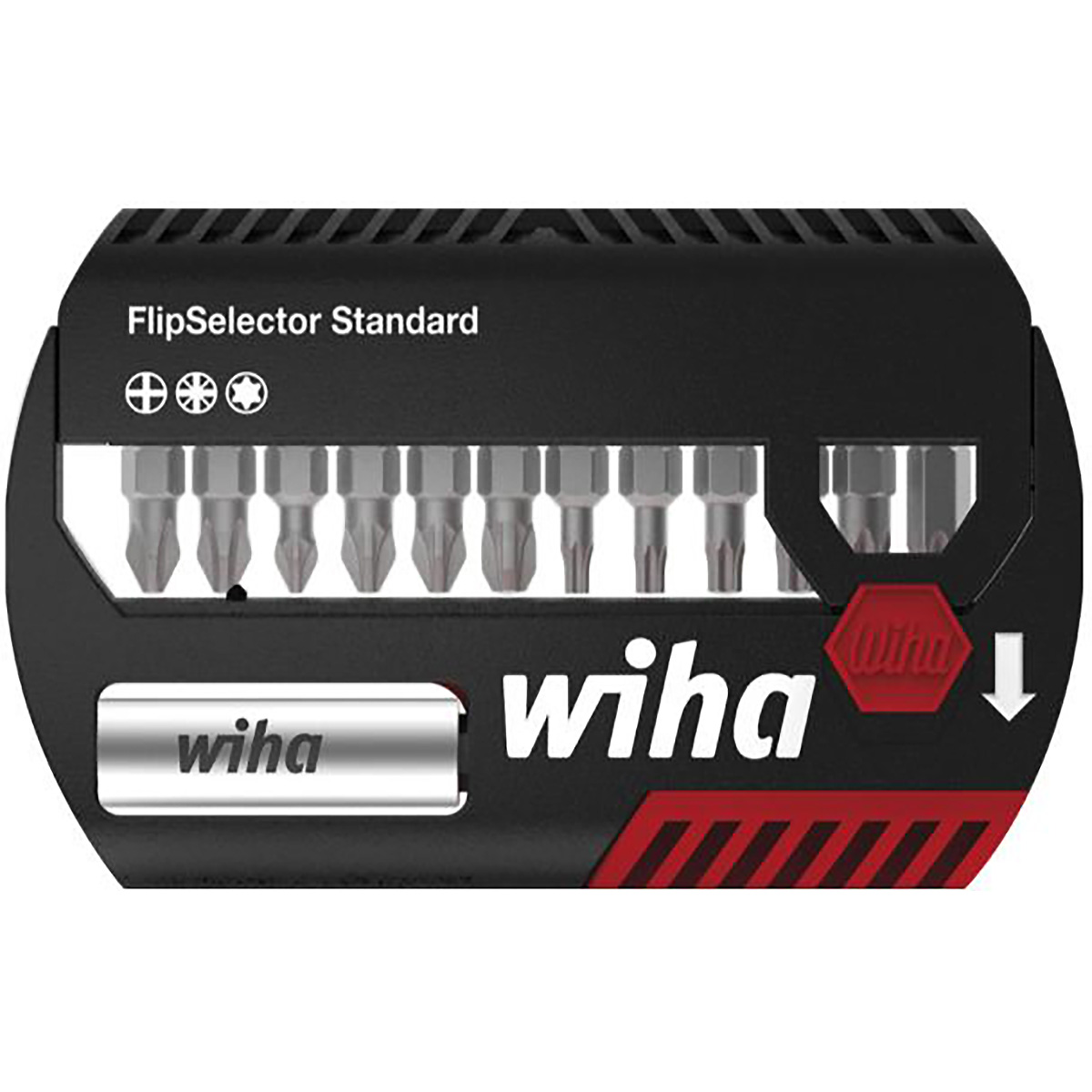 Wiha Bit Set FlipSelector Standard 25 mm Phillips, Pozidriv, TORX 13-teilges Set 1/4 zoll C6,3