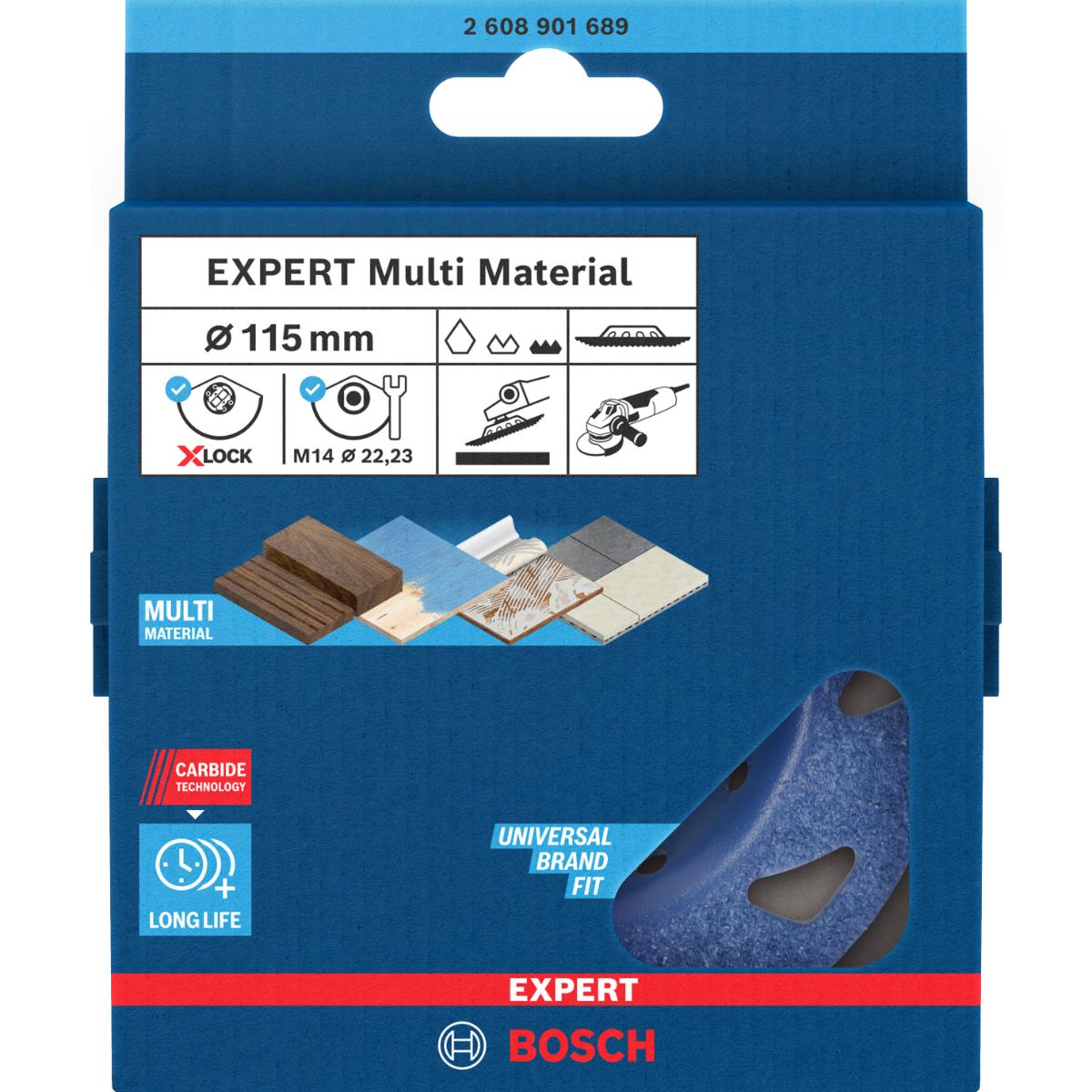 Bosch EXPERT Multi Material Carbide-Topfscheibe fein X-LOCK, 115 mm, 22,23 mm