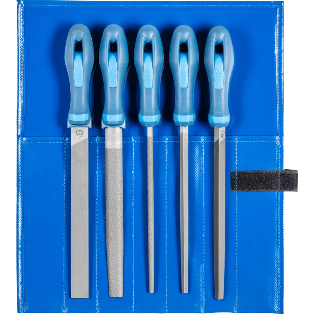 PFERD TOOLS Werkstattfeilen-Set WR 5-tlg. in Rolltasche Hieb 1 für grobe Zerspanung, Schruppen