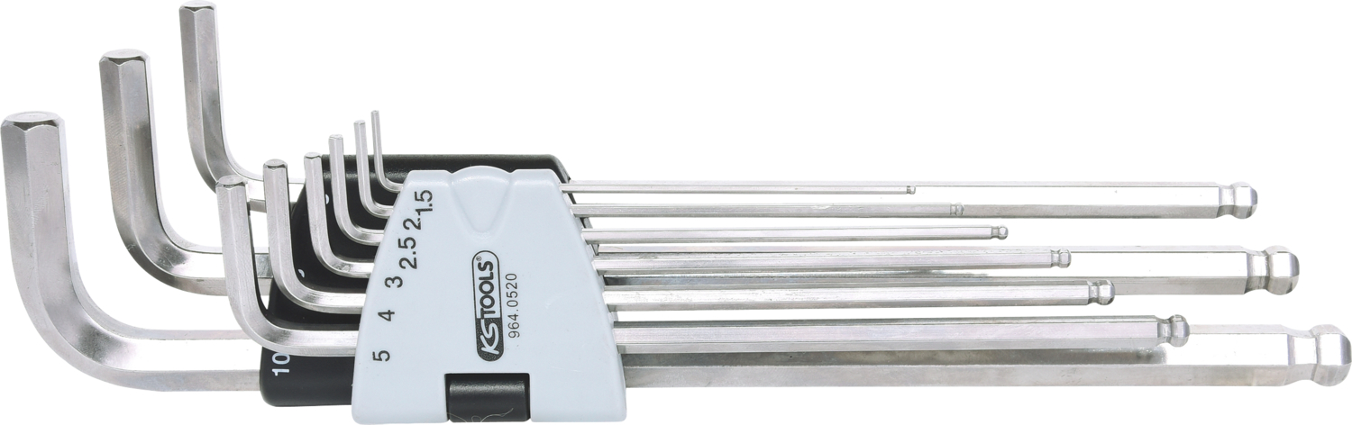 KS Tools EDELSTAHL Innen6kant-Winkelstiftschlüssel-Satz XL, 9-tlg
