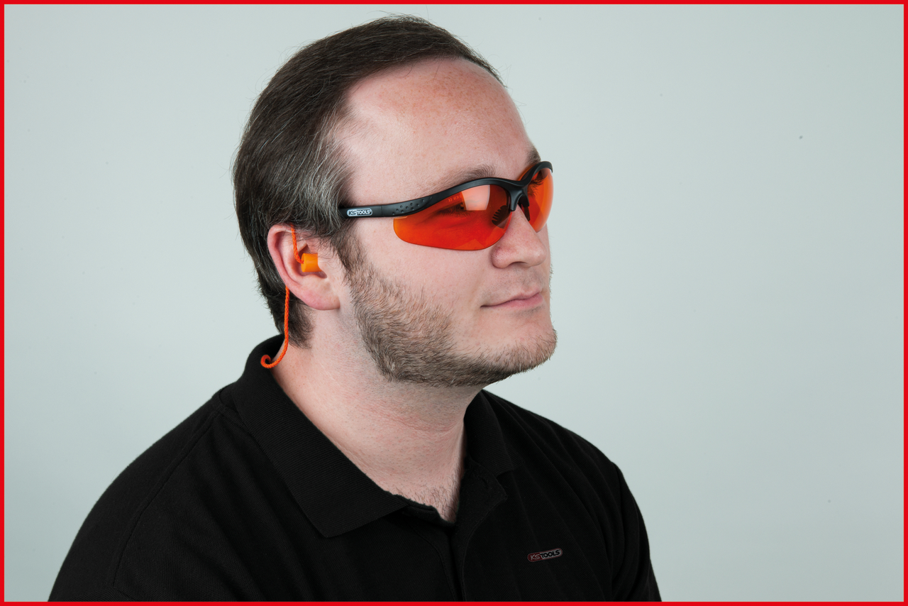 KS Tools Schutzbrille-transparent, mit Ohrstöpsel