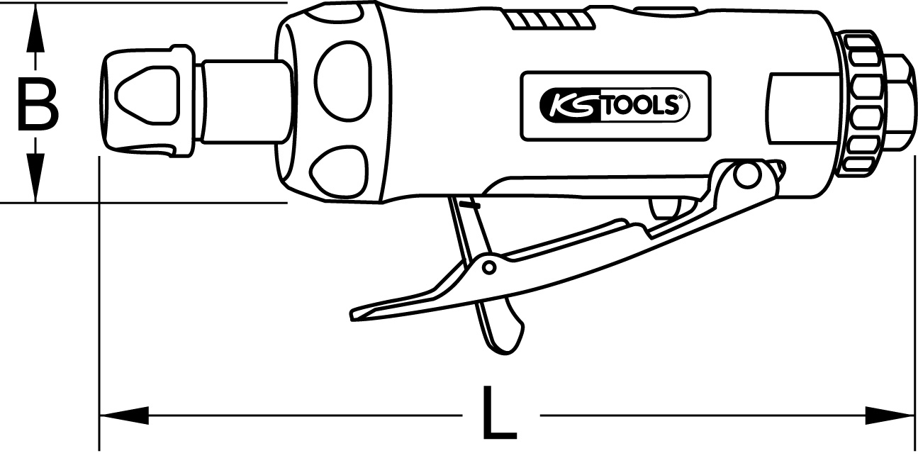 KS Tools SlimPOWER Mini-Druckluft-Stabschleifer, gerade