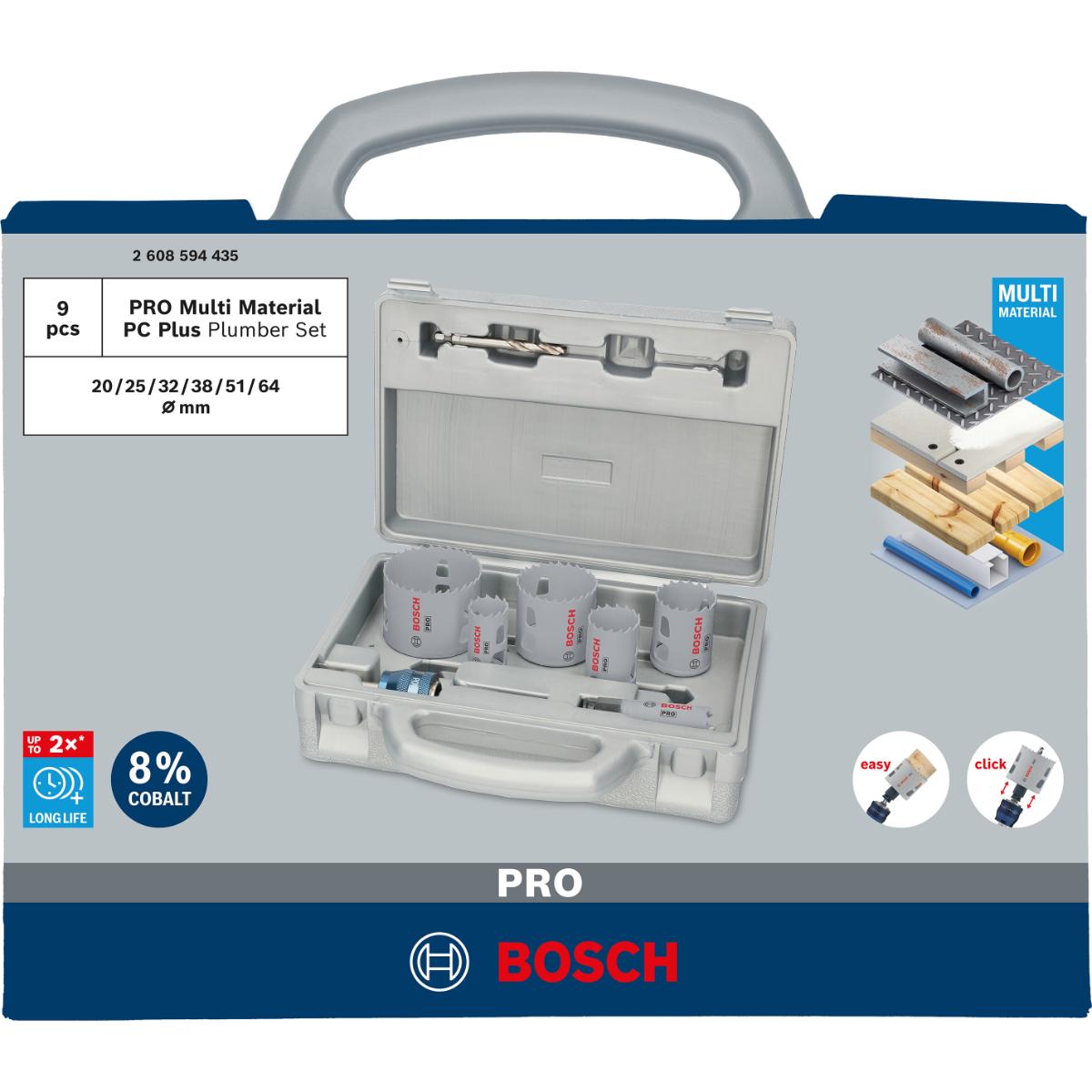 Bosch PRO Multi Material PC Plus Lochsägen ø 20,25,32,38,51,64 - 9 teiliges Set