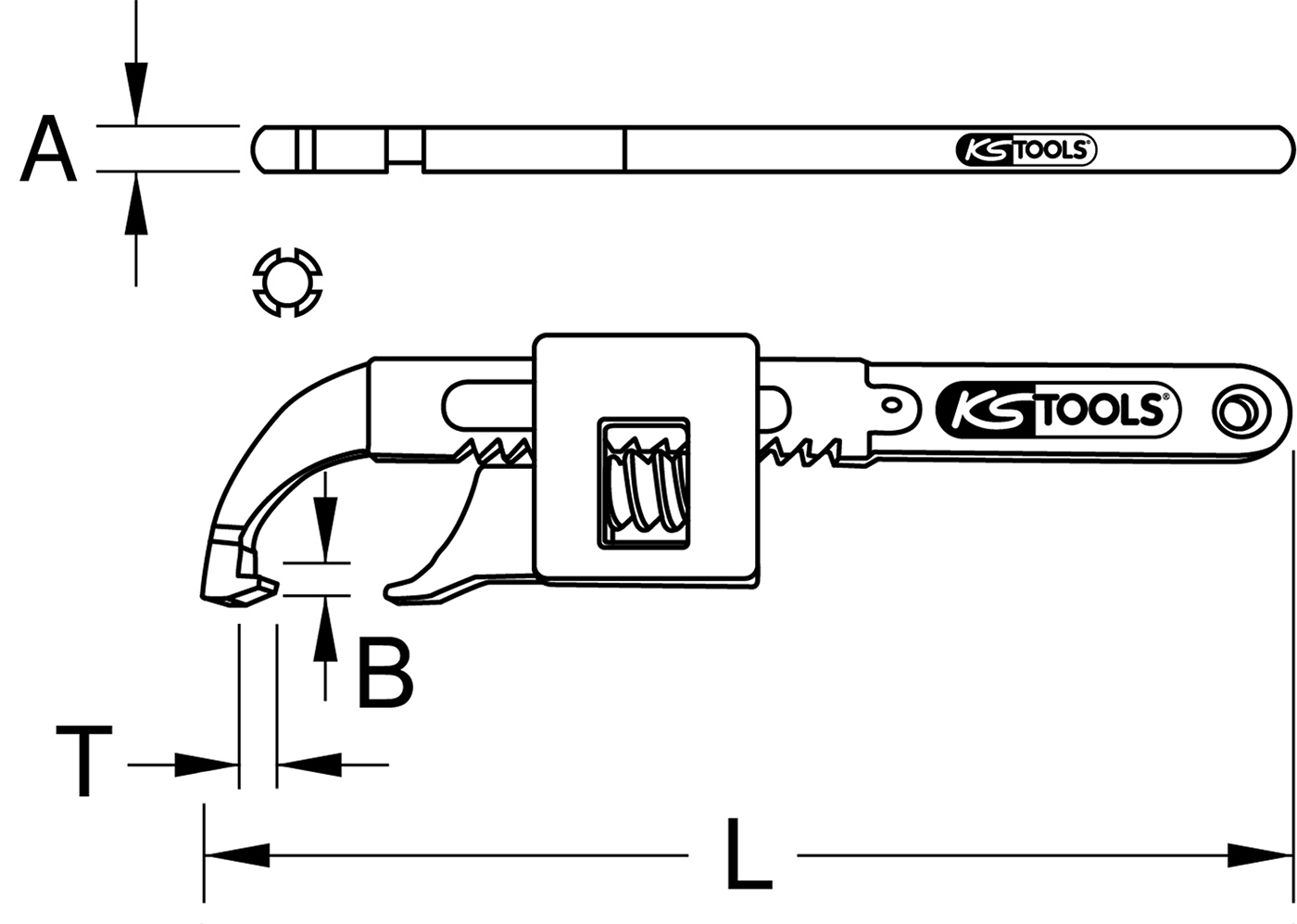 KS Tools Gelenk-Hakenschlüssel mit Nase