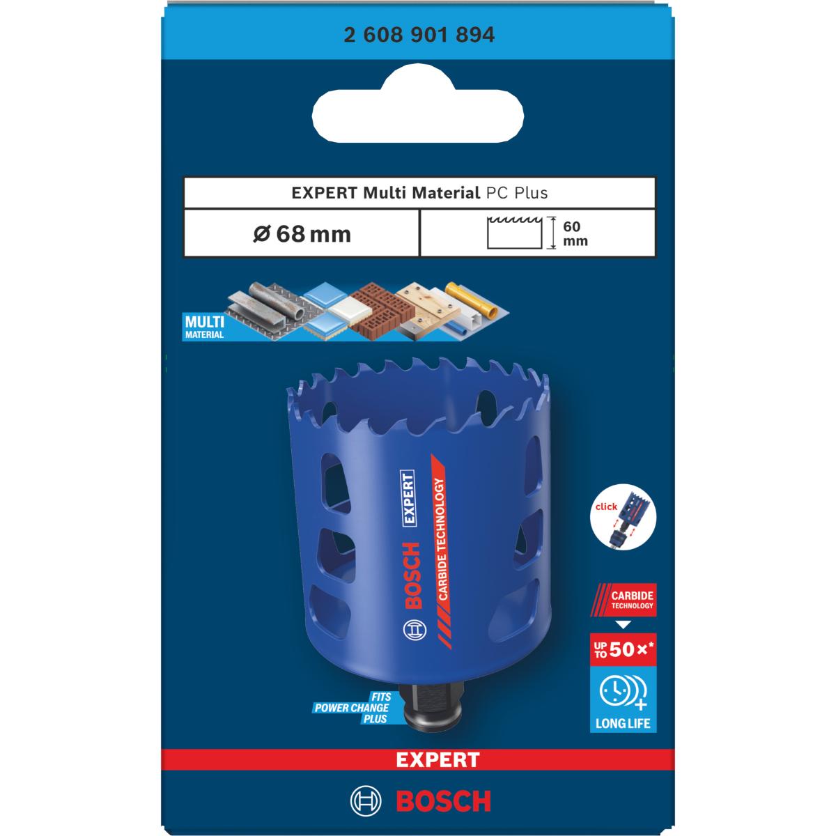 Bosch EXPERT Multi Material Power Change Plus-Lochsäge, 68 x 60 mm