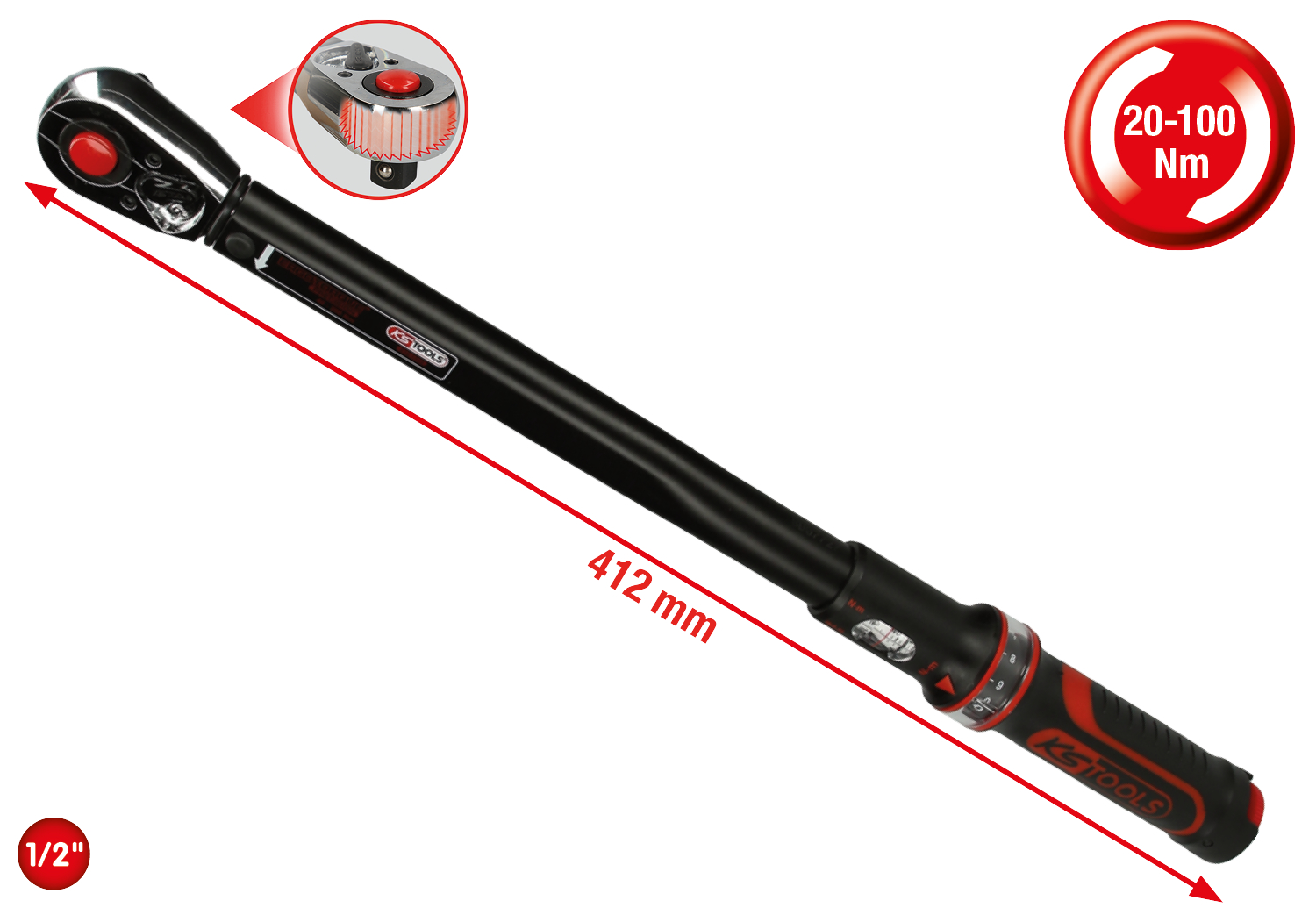 KS Tools ERGOTORQUE®precision Ratschen-Drehmomentschlüssel