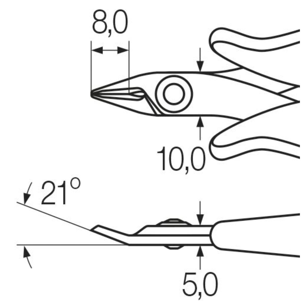 Wiha Seitenschneider Electronic schmaler, spitzer Kopf und Drahthaltefeder ohne Wate - 5 Stück