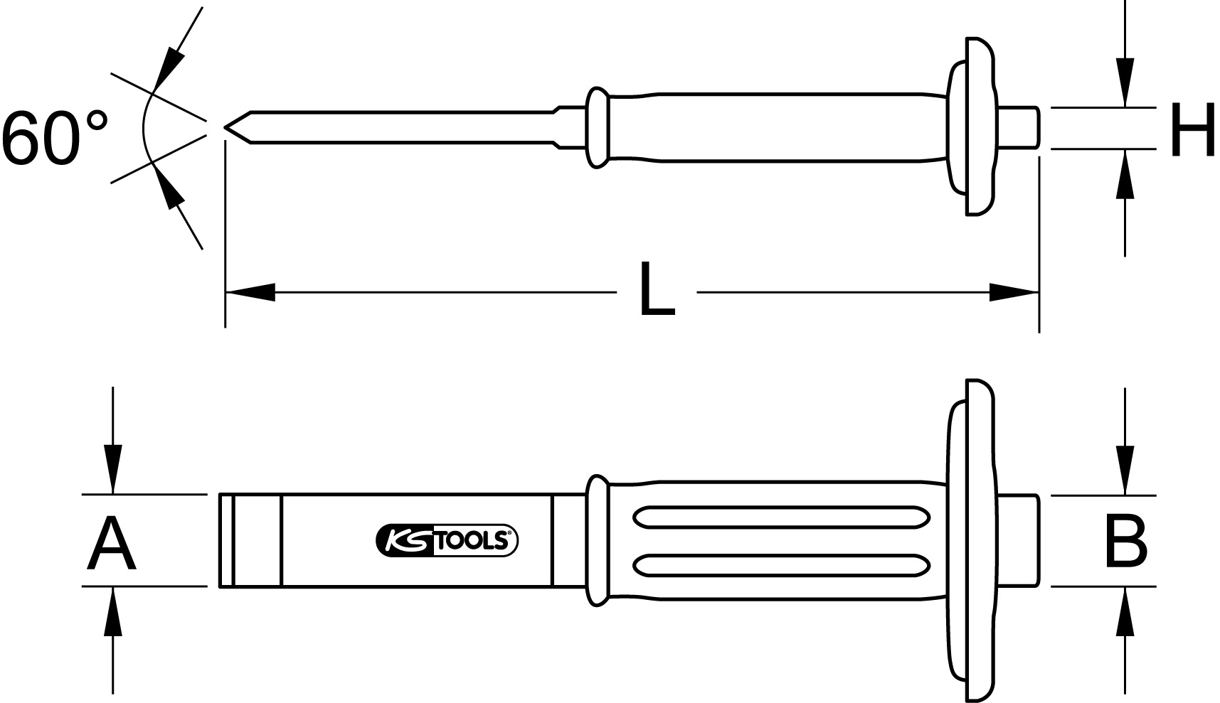 KS Tools Schlitzmeissel mit Handschutzgriff, 240mm