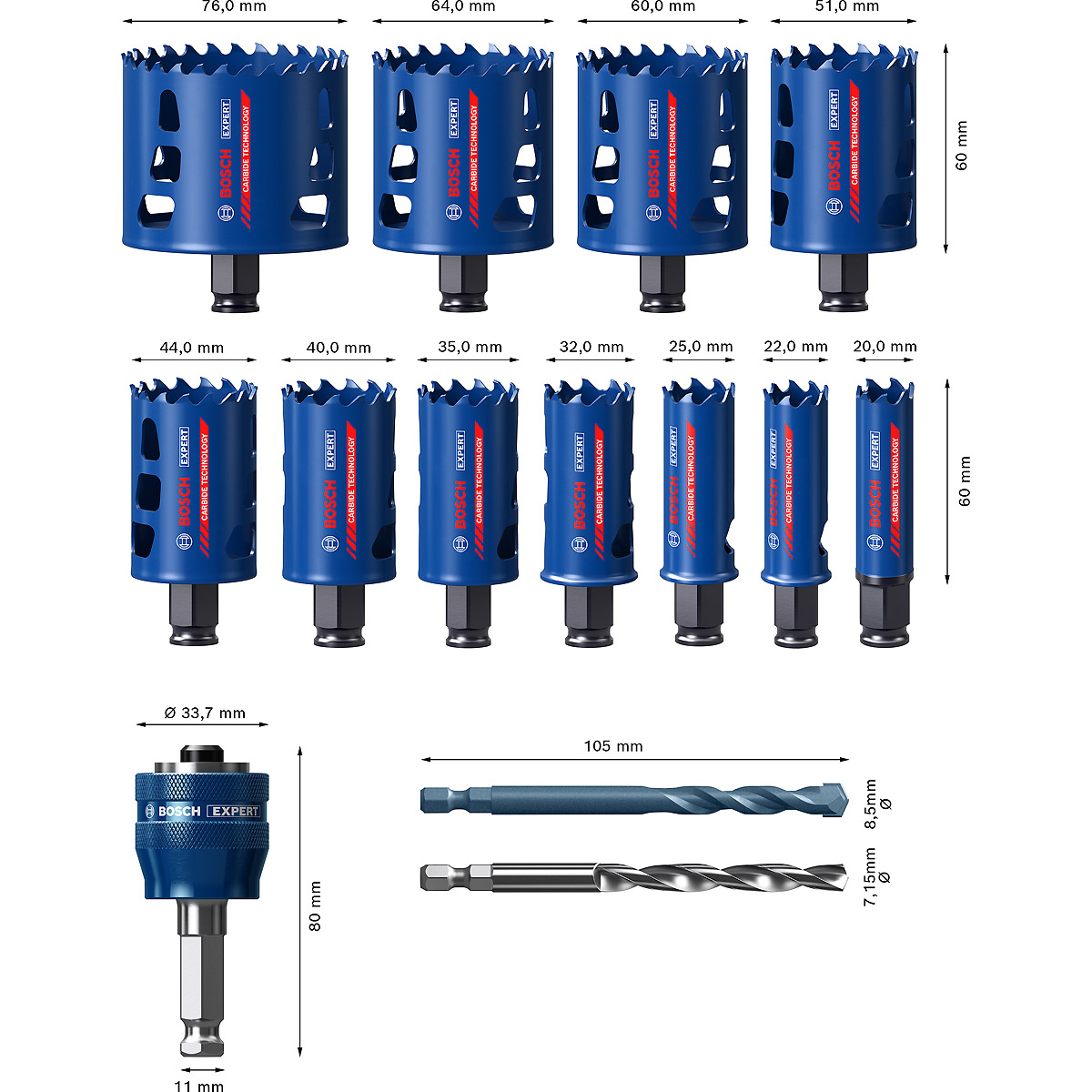 Bosch EXPERT Lochsäge ToughMaterial-Set 13tlg EX