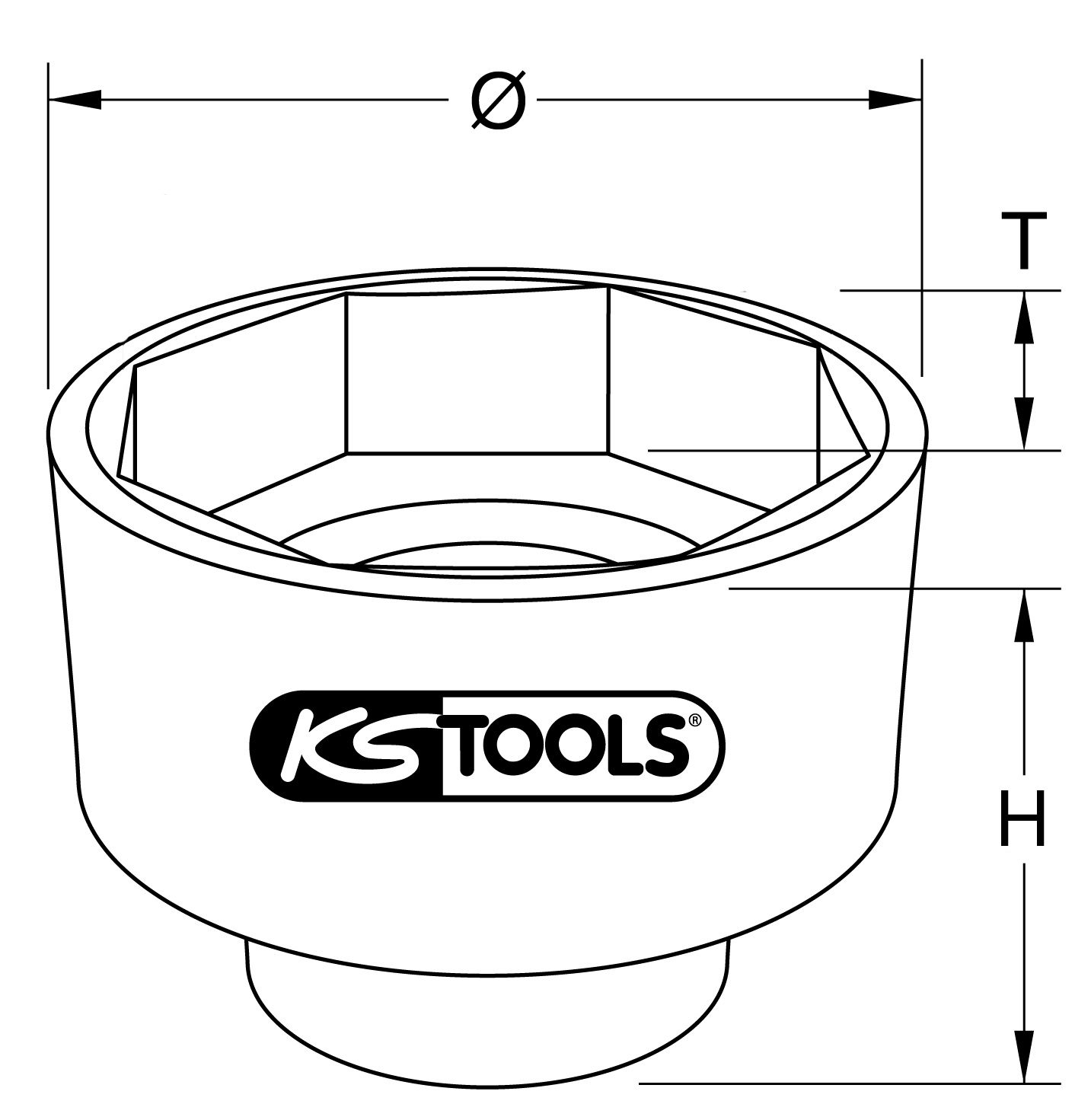 KS Tools 1"Achsmuttern-Schlüssel für Scania 8-kant, 80mm