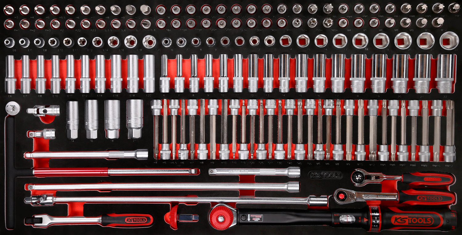 KS Tools 3-8'' Steckschlüssel-Satz in Schaumstoffeinlage, 165-tlg