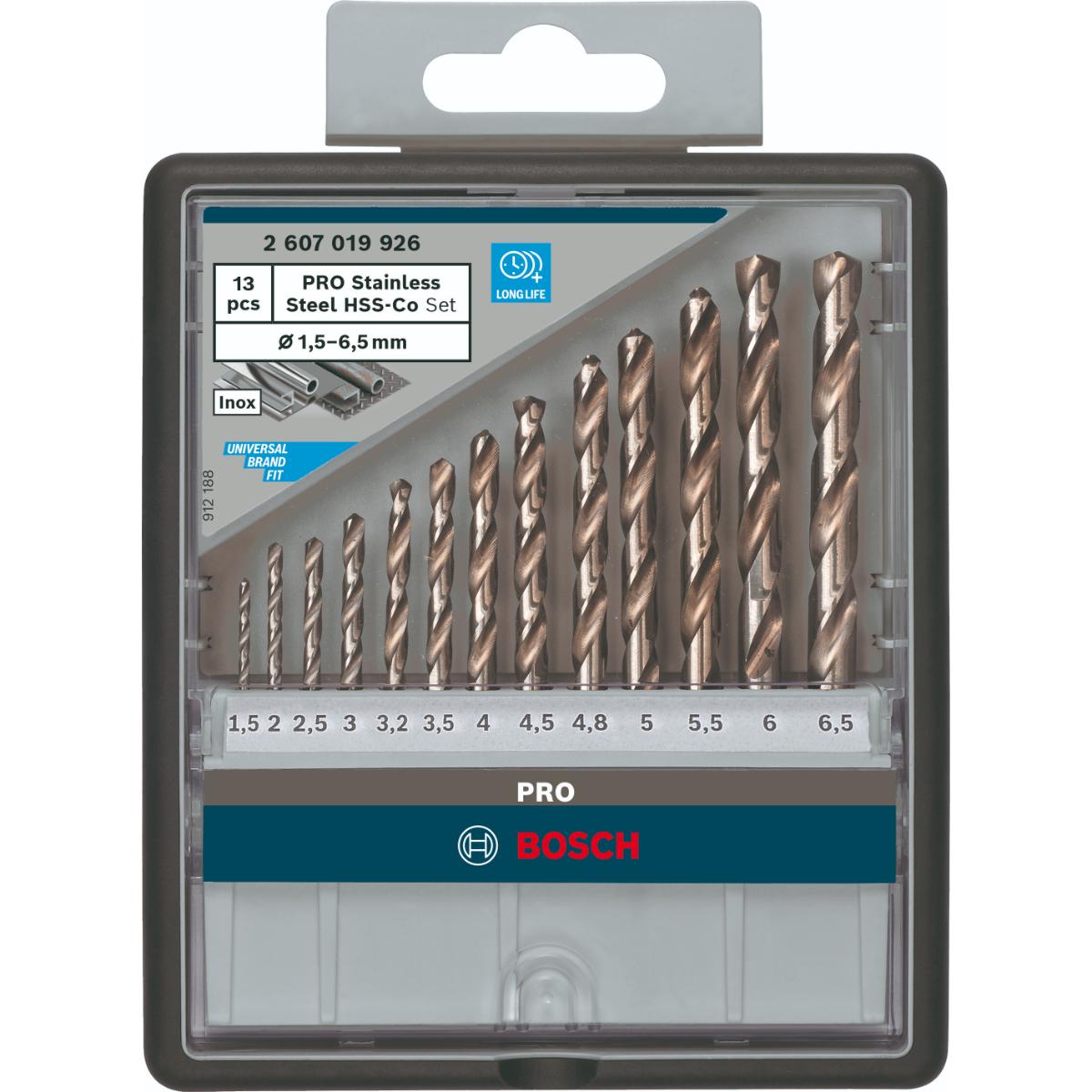 Bosch PRO Metallbohrer-Set Robust Line HSS-Co, DIN 135, 135°, 13-teilig, 1,5 - 6,5