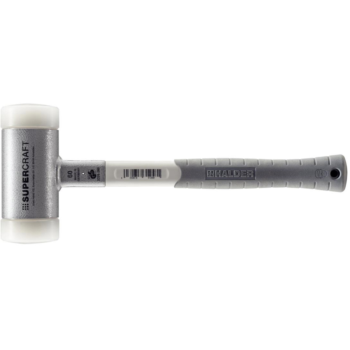 HALDER SUPERCRAFT - Schonhammer rückschlagfrei mit 3 - Komponentenstiel weiß, Nylon