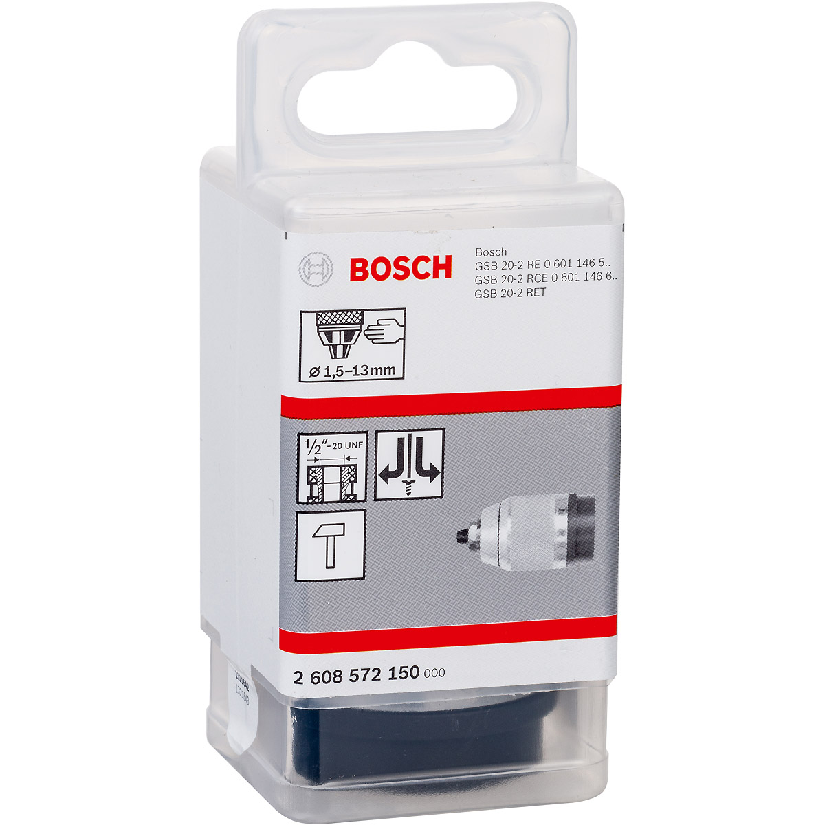 Bosch Schnellspannbohrfutter mattverchromt, 1,5 bis 13 mm, 1/2 Zoll bis 20