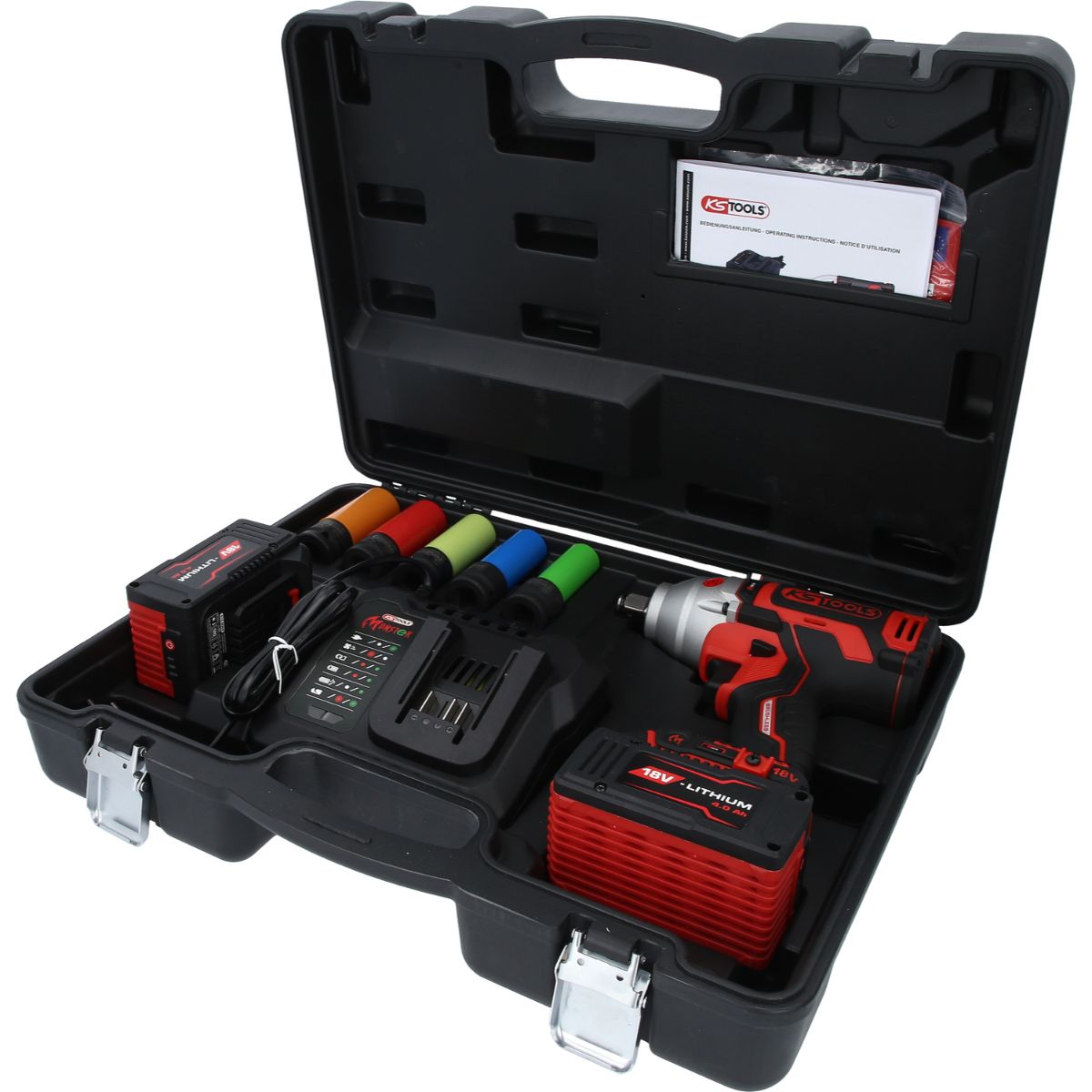 KS Tools eMONSTER 1/2 Zoll Brushless-Akku-Schlag-Schrauber-Satz, 9-tlg