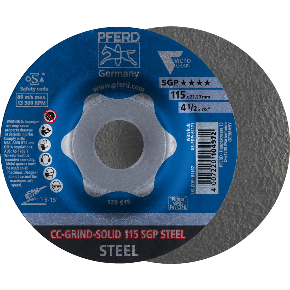 PFERD TOOLS CC-GRIND-SOLID Schleifscheibe Speziallinie SGP STEEL für Stahl