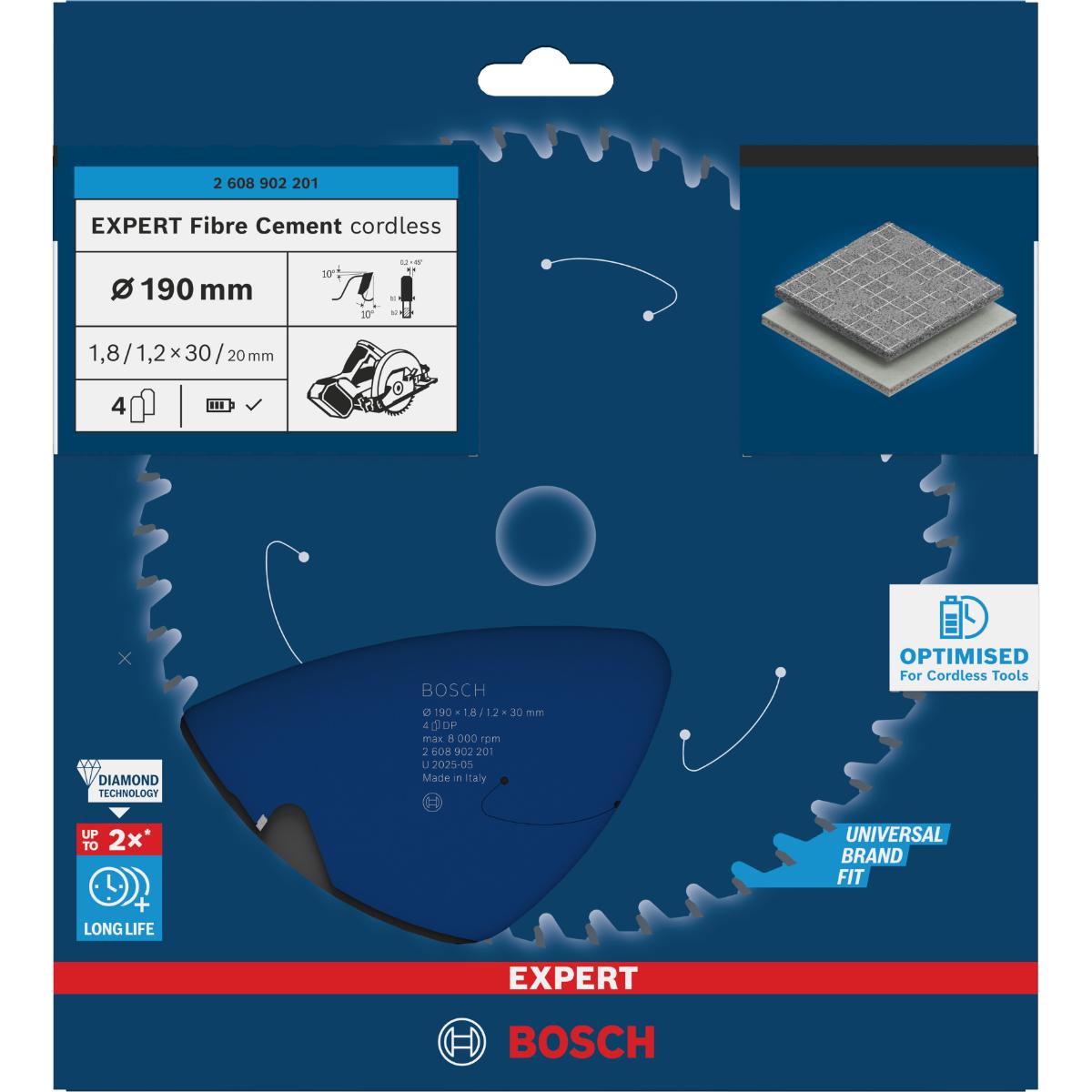 Bosch EXPERT Fiber Cement Kreissägeblatt, 190x1,8x30 mm, Z4