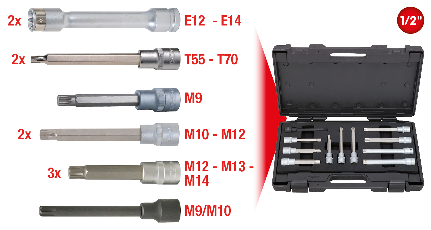 KS Tools 1/2" Zylinderkopf-Schrauben-Steckschlüssel-Satz, 11-tlg