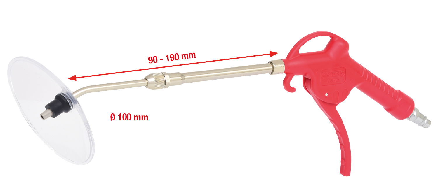 KS Tools Teleskop-Druckluft-Ausblaspistole 90-190mm mit Schutzschild