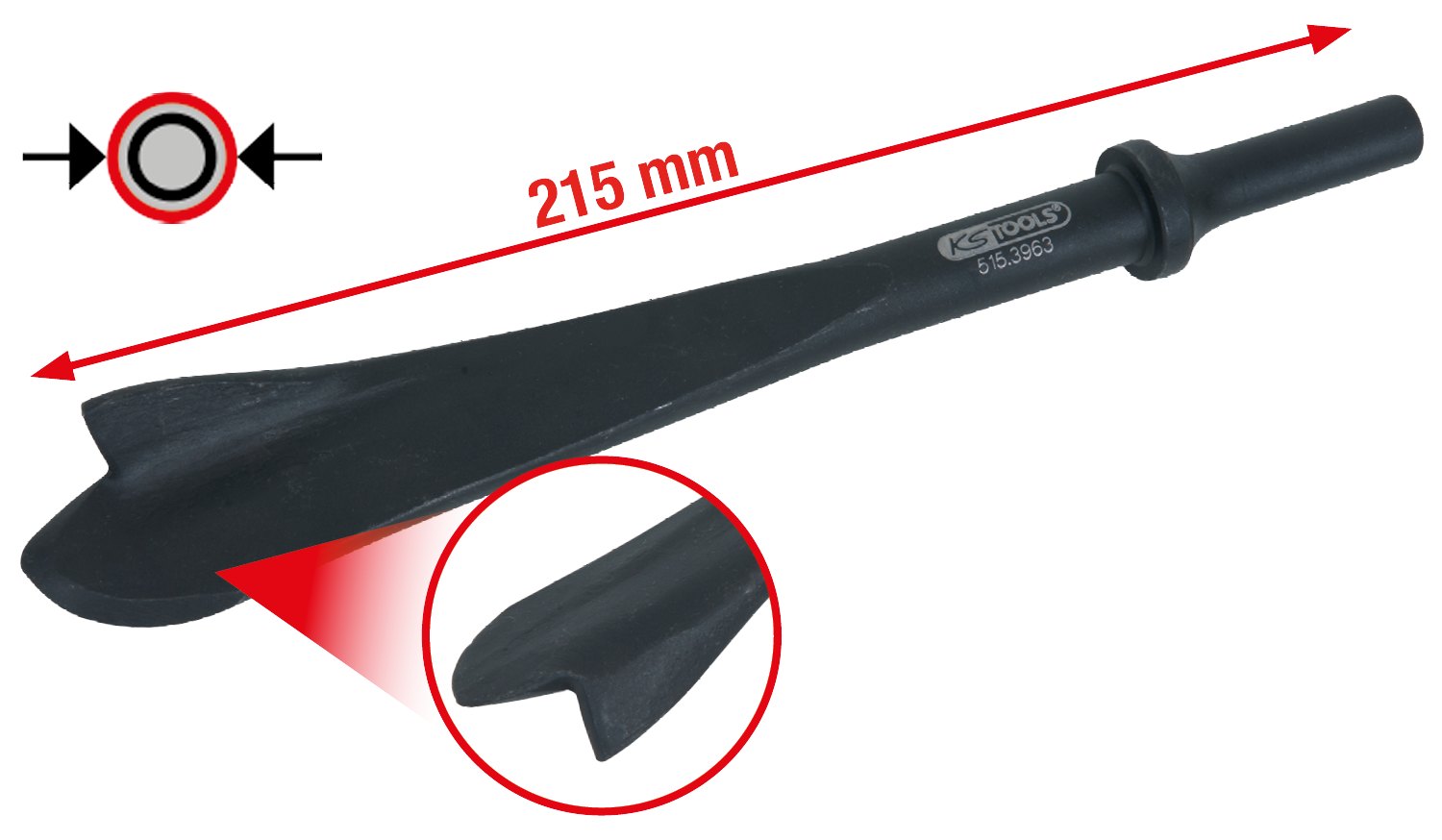 KS Tools Vibro-Impact Auspuff-Trennmeißel für Innenrohre 