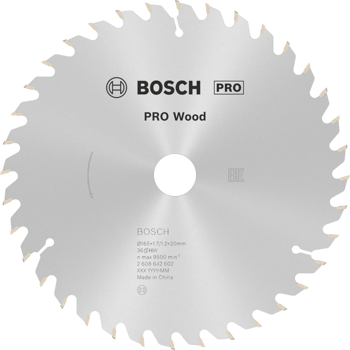 Bosch PRO Kreissägeblatt Optiline Wood für Handkreissägen ø 165 mm, 20 mm Bohrung
