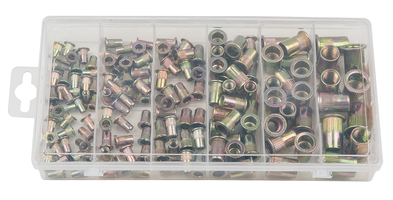 KS Tools Sortiment Gewindenieten, Stahl, M3x9mm-M10x21mm, 150-tlg