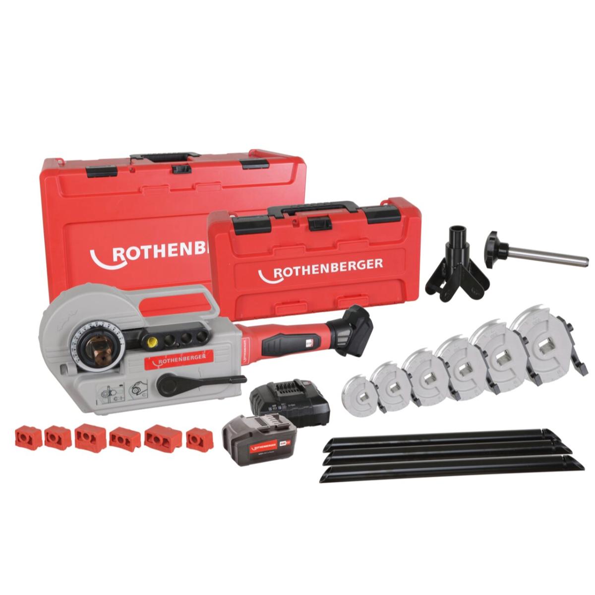 Rothenberger Akku - Biegemaschine ROBEND4000 E 4AhSet, 1/2 - 5/8 - 3/4 - 7/8 - 11/8